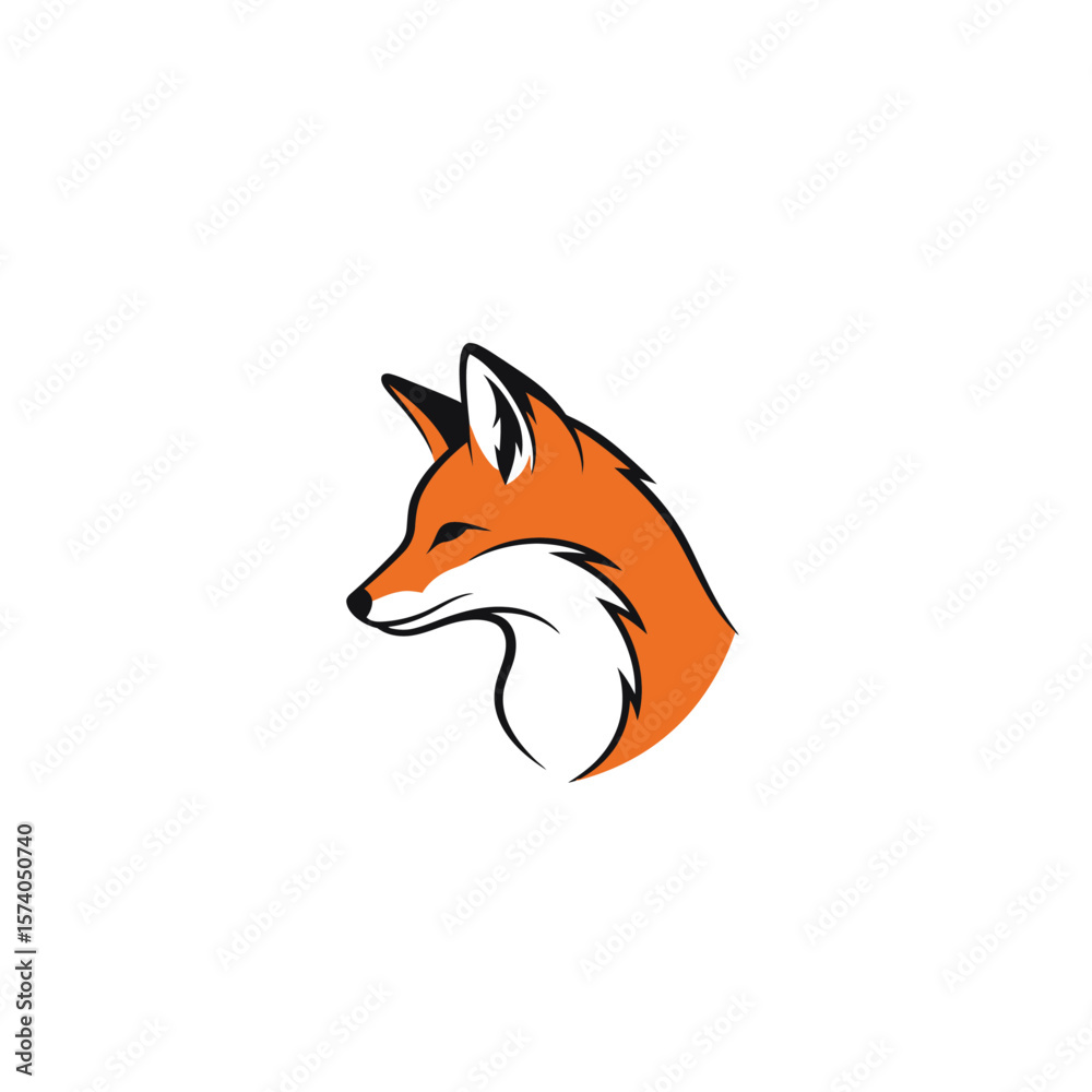 Obraz premium Fox head logo vector. Modern mascot for sports or gaming team. Stylized animal icon.