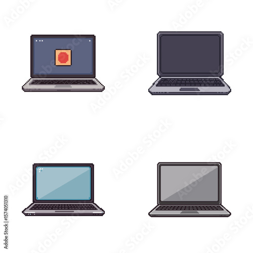 Pixel Art Retro Laptop Icon Set