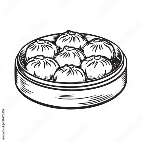 Delicious dumplings served in a bamboo steamer for a tasty meal