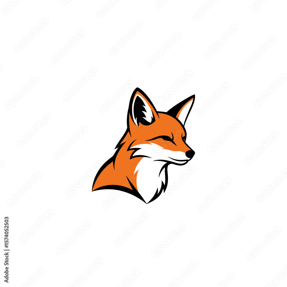 Obraz premium Fox head logo vector. Modern mascot for sports or gaming team. Stylized animal icon.