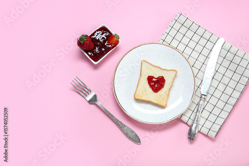 Plate with toast, sweet str...