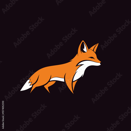 Fox head logo vector. Modern mascot for sports or gaming team. Stylized animal icon.