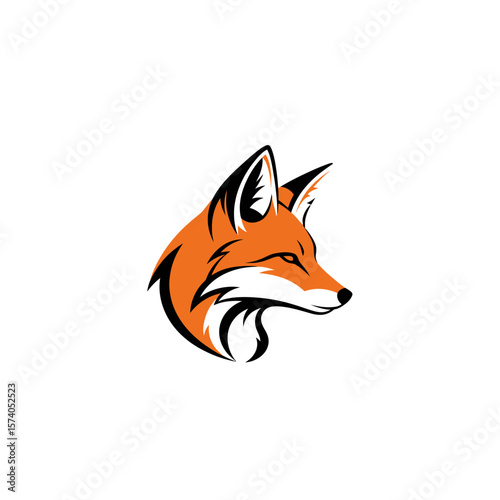 Fox head logo vector. Modern mascot for sports or gaming team. Stylized animal icon.