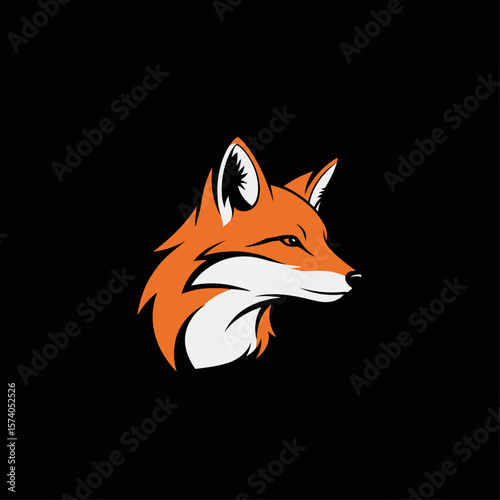 Fox head logo vector. Modern mascot for sports or gaming team. Stylized animal icon.