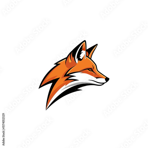 Fox head logo vector. Modern mascot for sports or gaming team. Stylized animal icon.