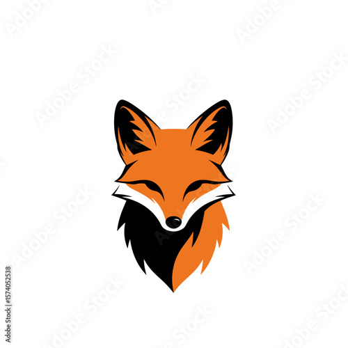 Fox head logo vector. Modern mascot for sports or gaming team. Stylized animal icon.