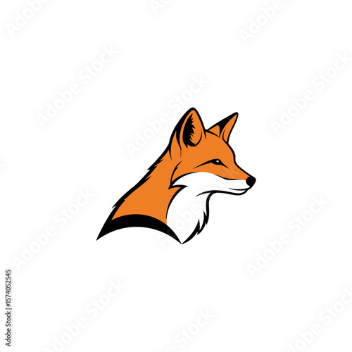 Fox head logo vector. Modern mascot for sports or gaming team. Stylized animal icon.
