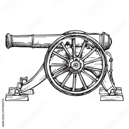 Historical cannon design with detailed features for art projects