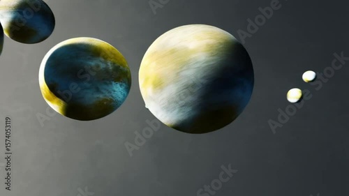 Abstract planets floating in dark space – sci-fi animation video