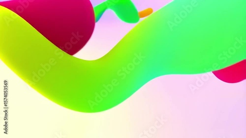 Abstract colorful flowing shapes on pastel gradient – animated motion background video