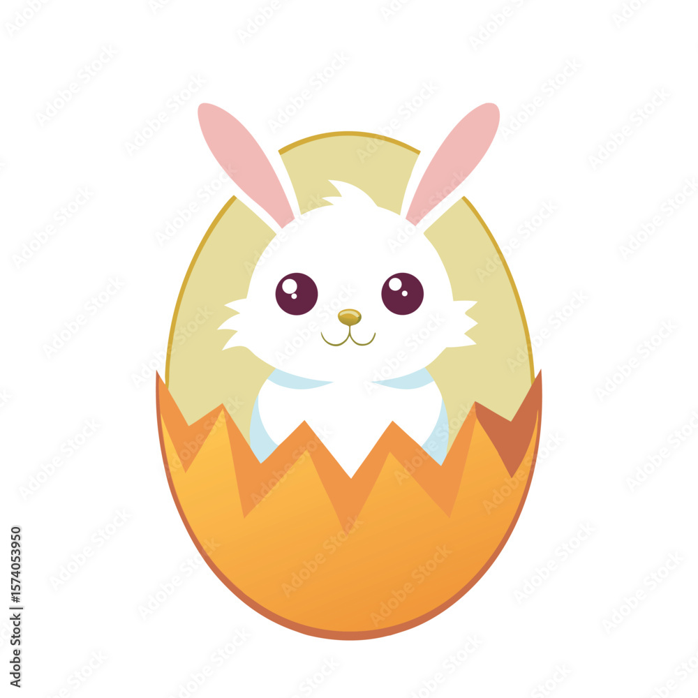 Obraz premium A cute cartoon Easter bunny with colorful eggs, perfect for a happy spring holiday illustration