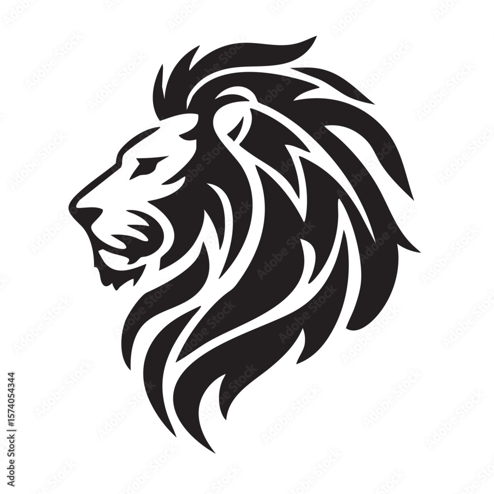 Fototapeta premium Bold lion head silhouette design for branding and artistic projects