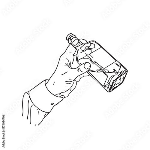 Hand holding a glass bottle representing a classy cocktail experience