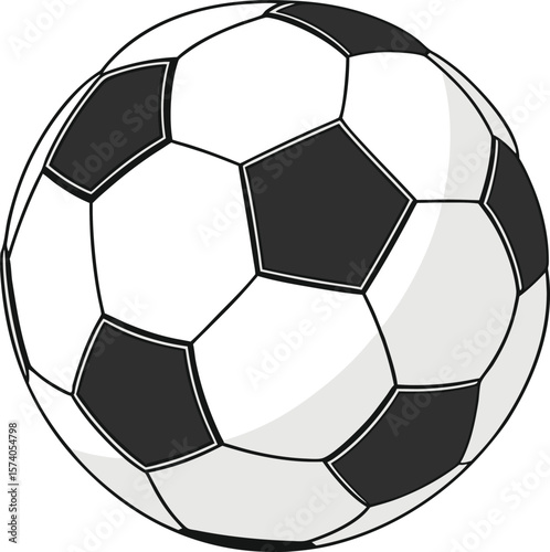 Classic black and white soccer ball with hexagonal and pentagonal panels