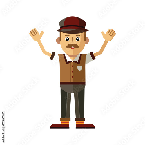Funny cartoon construction workers and mechanics in hardhats, a vector illustration set of characters for industrial safety and repair