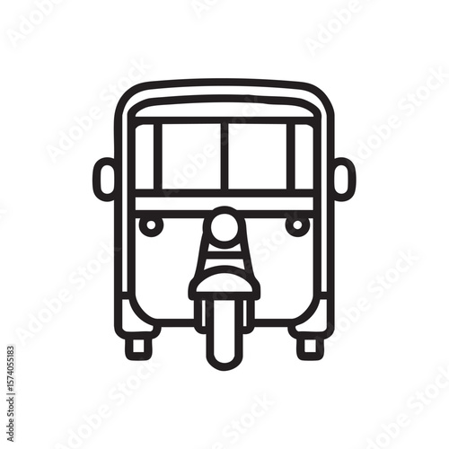 Classic three wheeled vehicle front view design for transportation