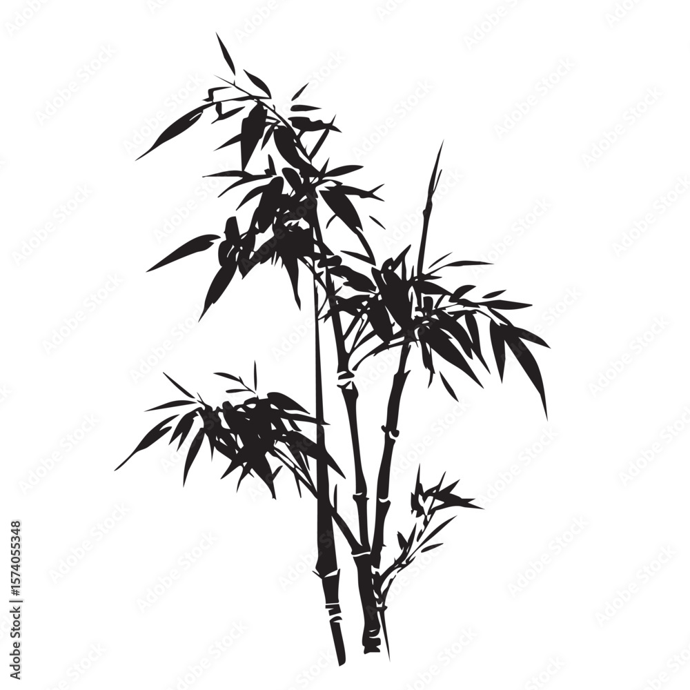 Obraz premium Elegant bamboo plant silhouette for design projects