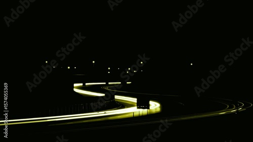 yellow car lights at night. long exposure