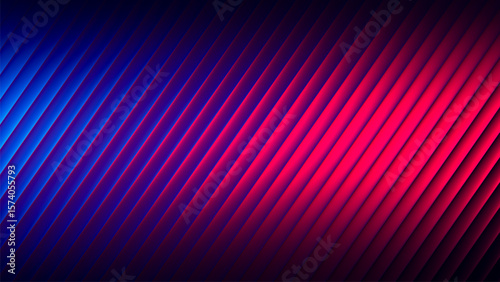 Futuristic neon gradient pattern with diagonal glowing lines blending smooth deep blue and vivid red colors. Minimalistic dark background perfect for creative digital tech designs. Vector illustration