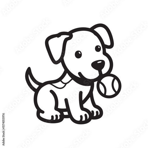 Adorable dog with ball, playful companion ideal for designs