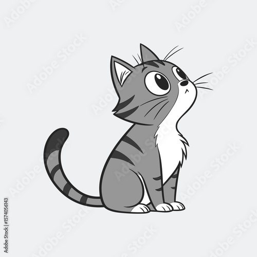 Curious Cat Silhouette in Minimal Style