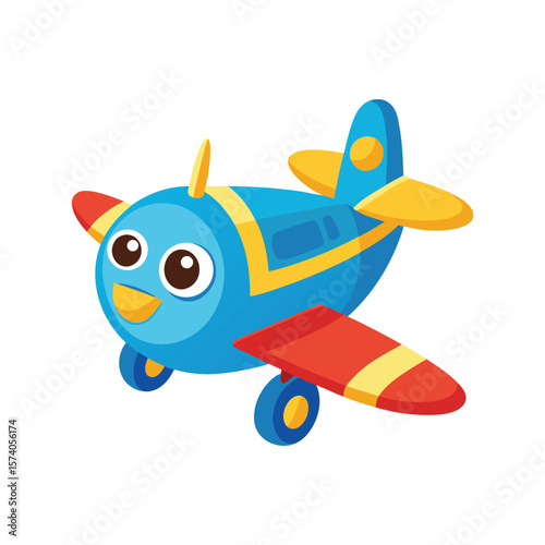 White isolated vintage toy biplane with propeller, perfect for aviation and travel themes