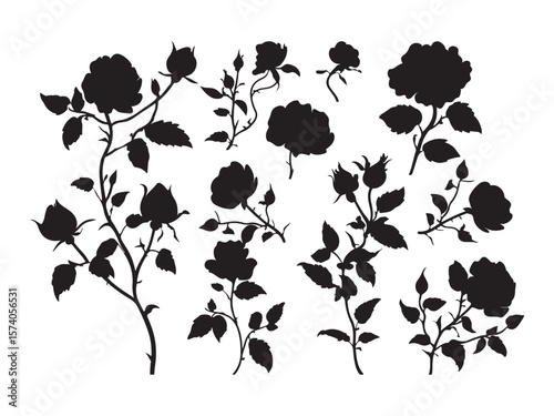 Elegant Black and White Rose Silhouette Design