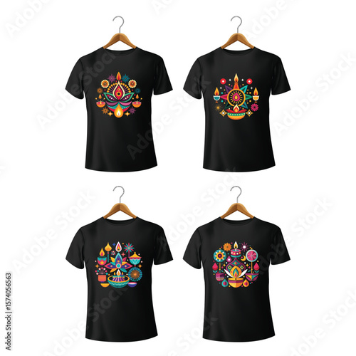 Colorful festive t shirt designs clothing fashion