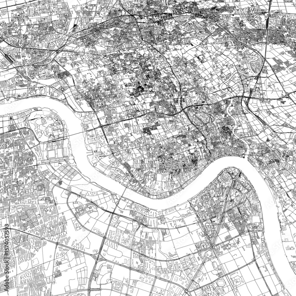 Obraz premium 3D illustration of city and urban in Shanghai China