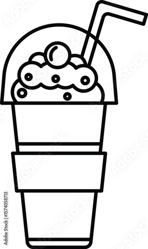 Outline frappe glass icon for cafe menus, summer promotions, websites, apps, and packaging designs. Editable vector stroke.