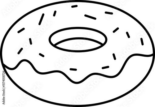 Outline donut icon for bakery and cafe branding, menus, mobile apps, websites, and packaging designs. Editable vector style.