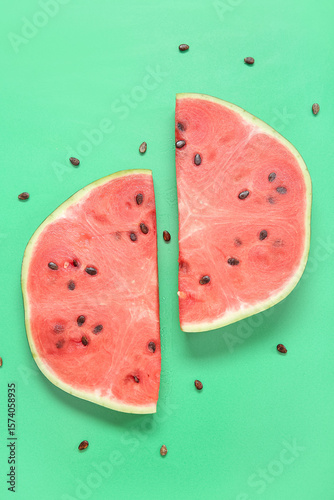 Fresh watermelon slices wit...