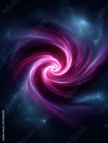 Stellar Spiral of Radiant Magenta Energy Swirling Through the Cosmic Void