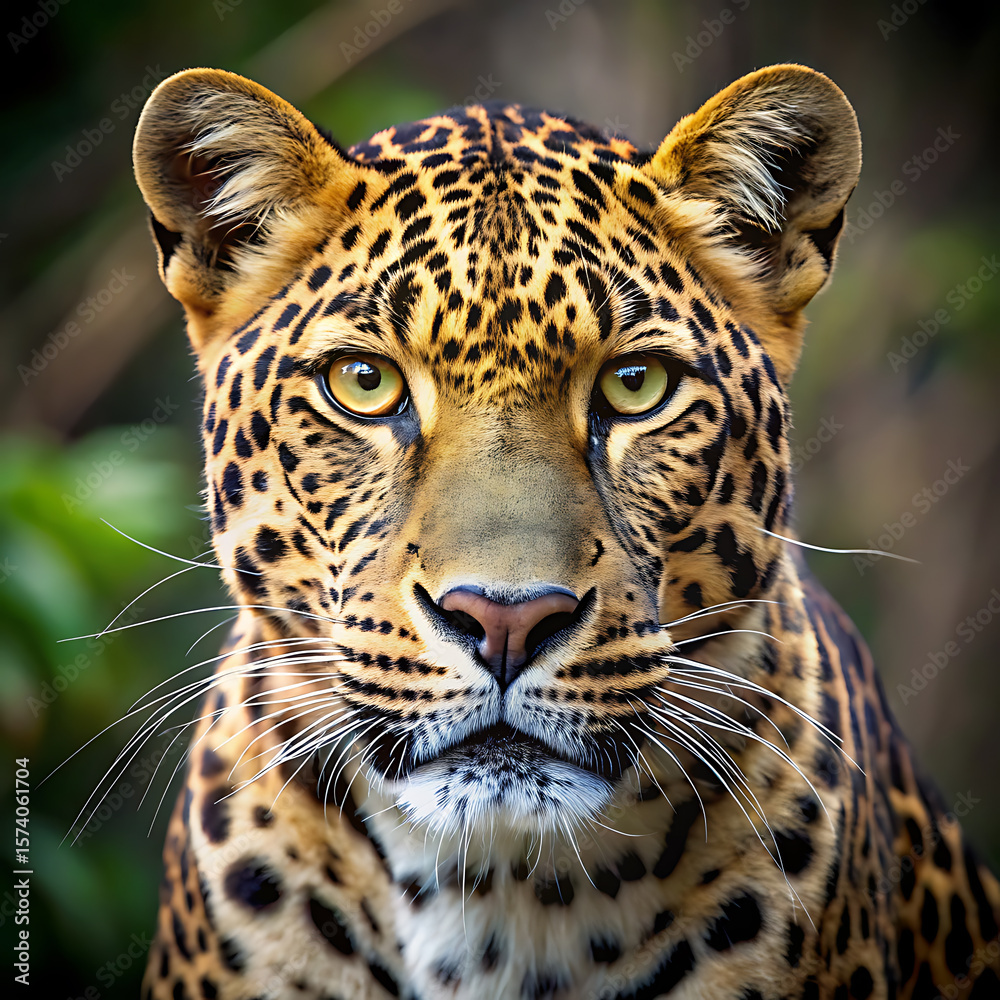Fototapeta premium Majestic Leopard in Lush Jungle Environment, Wildlife Photography, Nature's Beauty, Wild Animal Focus