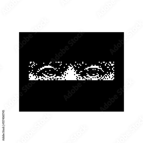 Surreal graphic of eyes within a glitchy black and white aesthetic