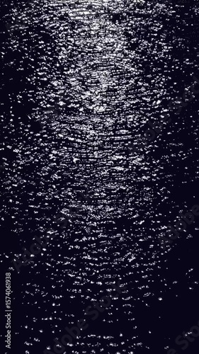 Dithering sunlight reflections on flowing water, dark blue and white, abstract vertical animation