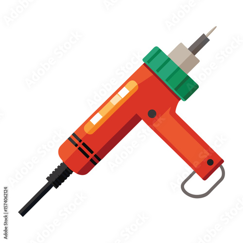 Electric power drill tool with battery isolated on white background