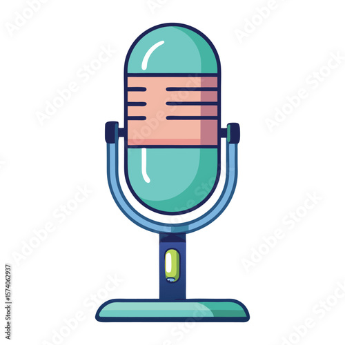 Retro vector microphone icon for music, radio, and studio audio recording