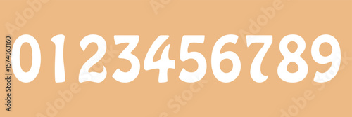 Set of brush stroke, marker textured numbers. numbers 1, 2, 3, 4, 5, 6, 7, 8, 9, 0. stylish hand draw brush painted numbers set. bold brush drawn grunge. dirty texture vector. rough brush strokes. 