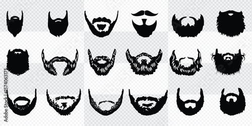 set of mustache and beard styles, vector