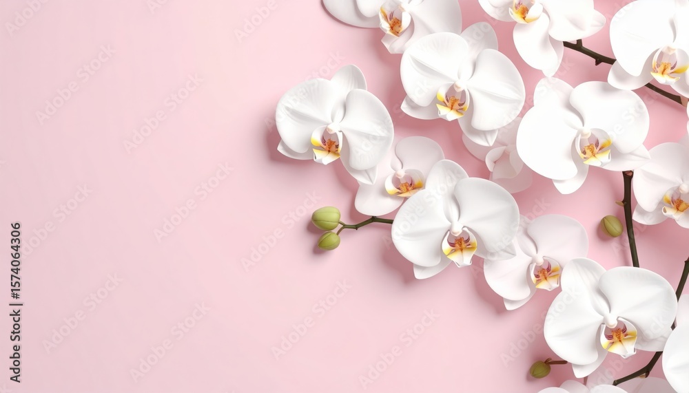Fototapeta premium White phalaenopsis orchid blossom on a vibrant pink background