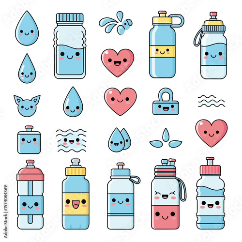 Cute Kawaii Water Bottles Hydration Set