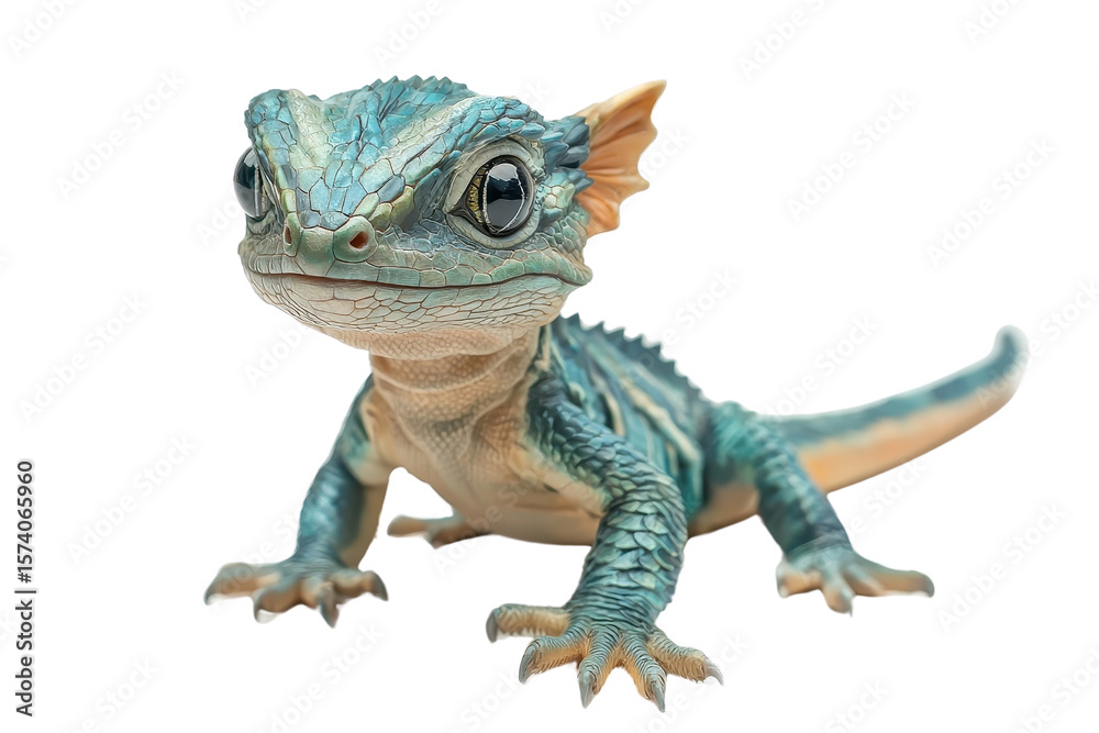 Fototapeta premium A baby dragon, isolate on white background, showcasing its adorable features and playful nature. PNG