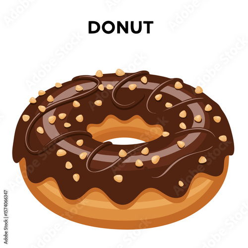 Chocolate donut with sprinkles and icing 