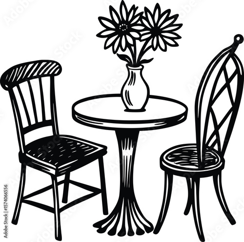 Wooden chairs and tables furnish an empty cafe interior, ready for guests, cafe vibe, cozy space, simplicity, welcoming