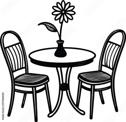 Wooden tables and chairs furnish an empty, stylish interior dining room, polished, harmony, peaceful, crafted