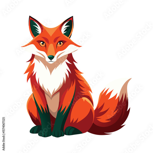 Cute red fox cartoon vector illustration with a bushy tail, perfect for fun wild animal designs