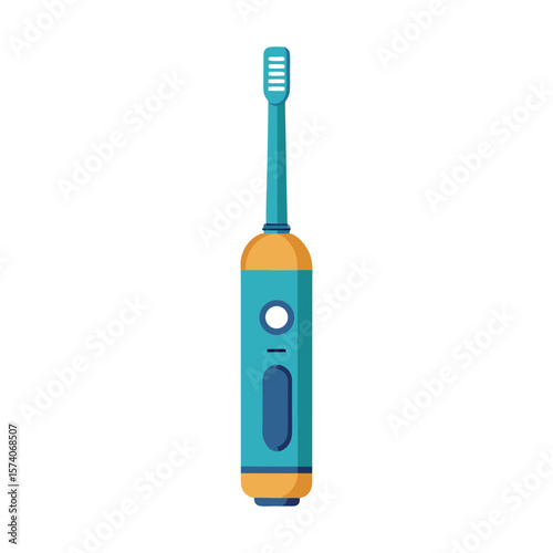 Blue toothbrush with digital medical thermometer on a white background