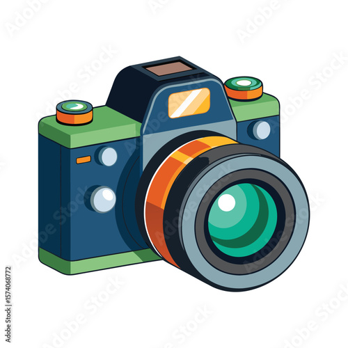 Digital photo camera vector icon for photography and technology illustration