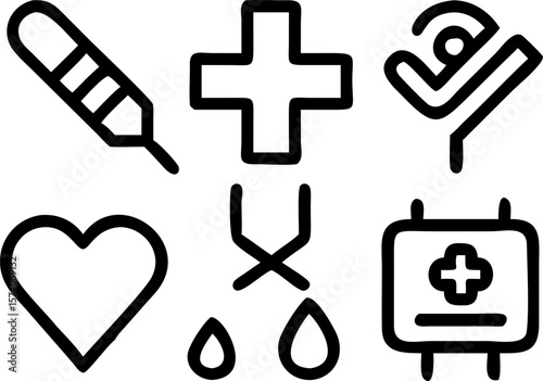 Medical icon set vector design with astrological symbols and number illustrations